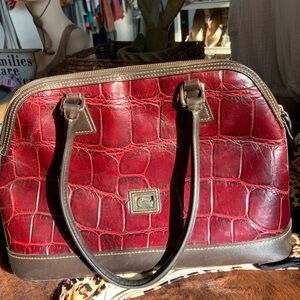 Dooney & Bourke Red shoulder bag  with Brown Trim